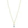 ZINZI gold plated zilveren ketting 42-45cm met luxe peervormige hanger met lichtblauwe kleursteen en witte zirkonia ZIC2744