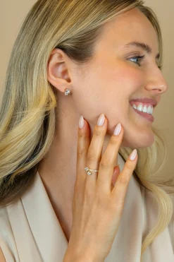 ZINZI gold plated zilveren multi-look ring met druppel- en ronde zetting ZIR2726Y