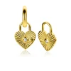 ZINZI gold plated zilveren oorbedels hart met zonnestralen en witte zirconia 15mm ZICH2305 (zonder oorringen)