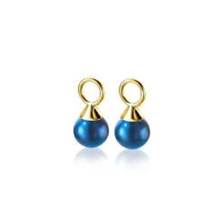 ZINZI gold plated zilveren oorbedels parels blauw 6mm ZICH1749BG (zonder oorringen)