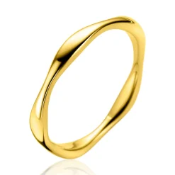 ZINZI gold plated zilveren ring organisch gevormd 2,5mm breed ZIR2610G