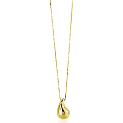 ZINZI gold plated zilveren venetiaanse ketting 45-48cm met druppelvormige hanger 20mm, bezet met witte zirkonia's ZIC2708Y