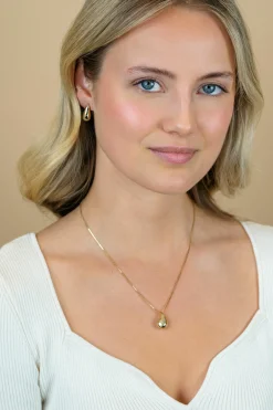 ZINZI gold plated zilveren venetiaanse ketting 45-48cm met druppelvormige hanger 20mm, bezet met witte zirkonia's ZIC2708Y