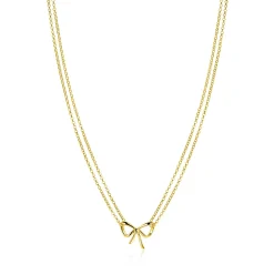 ZINZI gold plated zilveren multi-look ketting met sierlijke strik 40-43cm ZIC2677