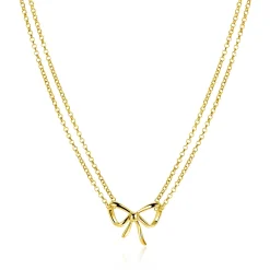 ZINZI gold plated zilveren multi-look ketting met sierlijke strik 40-43cm ZIC2677