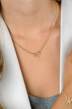 ZINZI gold plated zilveren multi-look ketting met sierlijke strik 40-43cm ZIC2677