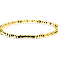 ZINZI gold plated zilveren bangle armband met bolletjes-motief 3mm en luxe scharniersluiting ZIA2755G