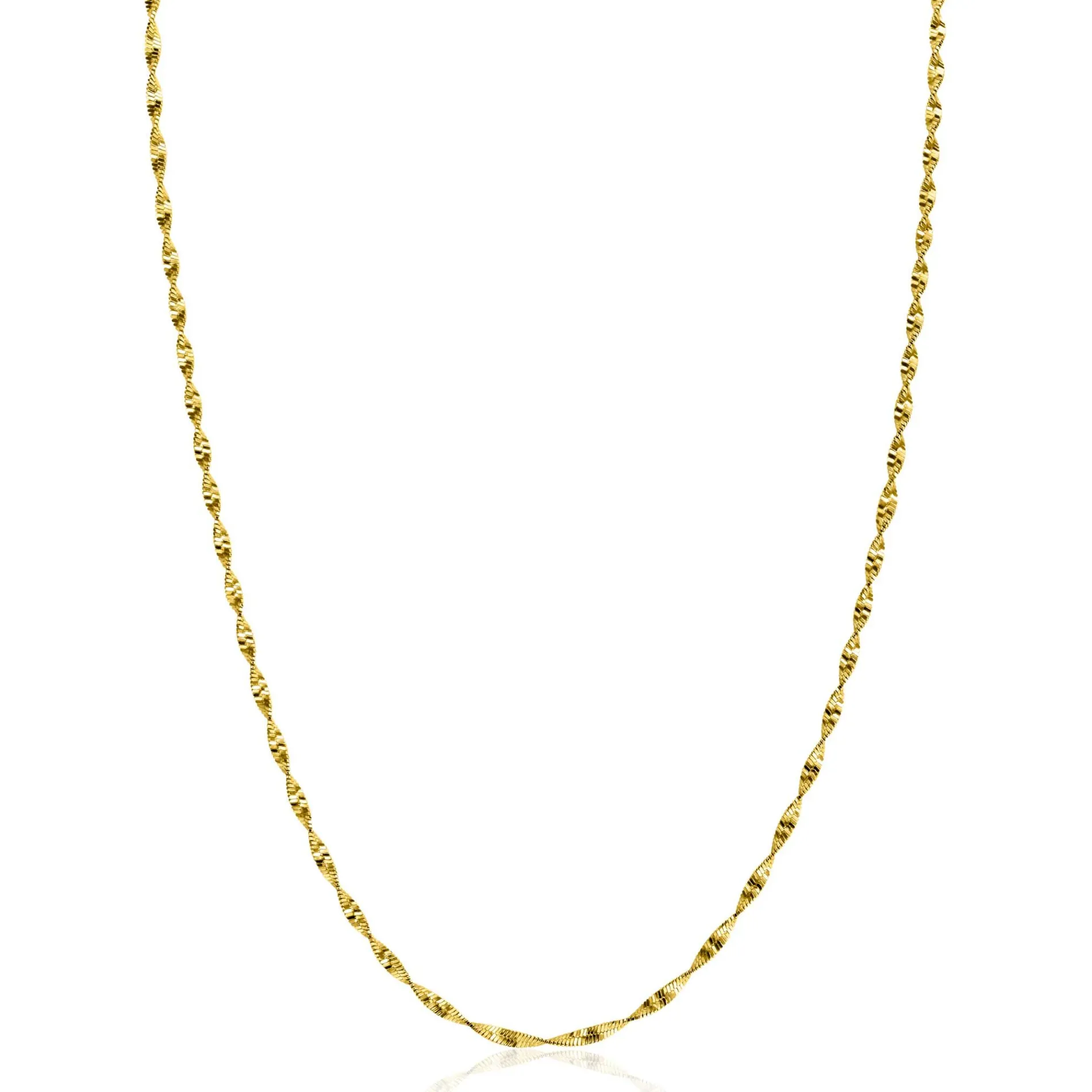 ZINZI gold plated zilveren ketting met glinsterende gedraaide schakels 1,9mm breed 43-45cm ZIC2585G