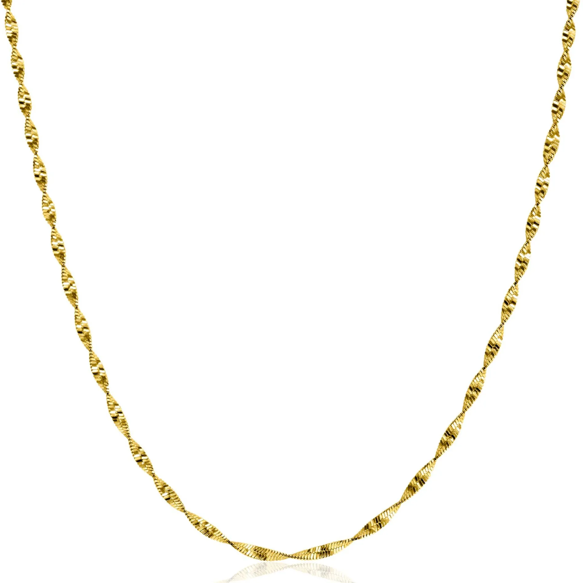 ZINZI gold plated zilveren ketting met glinsterende gedraaide schakels 1,9mm breed 43-45cm ZIC2585G