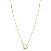 ZINZI gold plated zilveren ketting 42–45cm met ronde open hanger (12mm) en bezet met witte zirkonia's ZIC2725Y