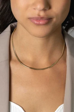 ZINZI gold plated zilveren platte slangen-ketting 45cm 3,5mm breed ZIC2402G