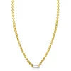 ZINZI gold plated zilveren jasseron ketting 42cm met ovale sluitring ZIC2377G
