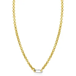 ZINZI gold plated zilveren jasseron ketting 42cm met ovale sluitring ZIC2377G