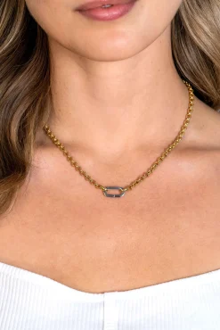 ZINZI gold plated zilveren jasseron ketting 42cm met ovale sluitring ZIC2377G