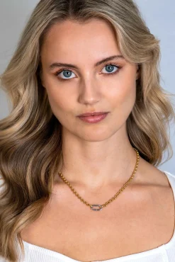 ZINZI gold plated zilveren jasseron ketting 42cm met ovale sluitring ZIC2377G