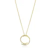 ZINZI gold plated zilveren ketting met grote open ronde hanger 25mm bezet met witte zirkonia's 45-50 cm ZIC2645Y