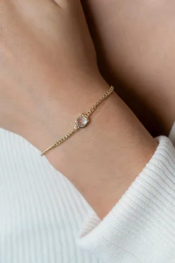ZINZI gold plated zilveren gourmet armband met vierkante zetting bezet met witte zirconia 16-19cm ZIA2417Y