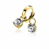 ZINZI gold plated zilveren oorbedels rond 6,5mm wit ZICH1300Y (zonder oorringen)