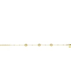 ZINZI gold plated zilveren armband met drie open rondjes (8,5mm) voorzien van een bolstructuur 17-20cm ZIA2704G