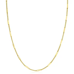 ZINZI gold plated zilveren gourmet ketting 45cm met staafjes 1,6mm breed ZIC2366G