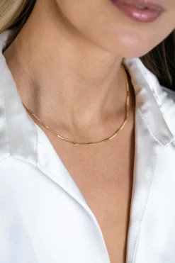 ZINZI gold plated zilveren gourmet ketting 45cm met staafjes 1,6mm breed ZIC2366G
