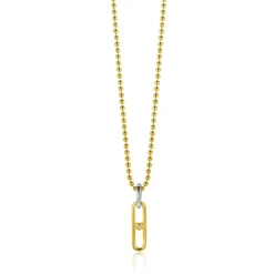 ZINZI gold plated zilveren ovale hanger 20mm met witte zirconia ZIH2300 (zonder collier)