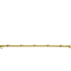 ZINZI gold plated zilveren vierkante schakel armband 6mm breed afwisselend bezet met witte zirkonia's 19cm ZIA2678Y