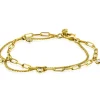 ZINZI gold plated zilveren multi-look armband met gourmet en paperclip schakels, bezet met vier ronde zirconia's ZIA2362Y