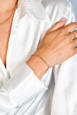 ZINZI gold plated zilveren figaro armband 3,5mm breed ZIA2291G