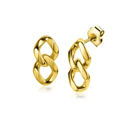 ZINZI gold plated zilveren oorstekers gourmet schakels 19mm ZIO2331