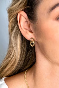 ZINZI gold plated zilveren oorstekers gourmet schakels 19mm ZIO2331