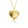 ZINZI gold plated zilveren hanger hart met zonnestralen en witte zirconia 20mm ZIH2305 (zonder collier)