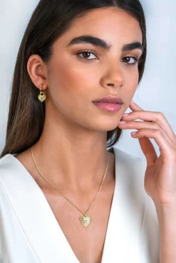 ZINZI gold plated zilveren hanger hart met zonnestralen en witte zirconia 20mm ZIH2305 (zonder collier)