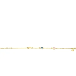 ZINZI gold plated zilveren armband met rondjes, bezet met blauwe en roze kleurstenen ZIA2715G