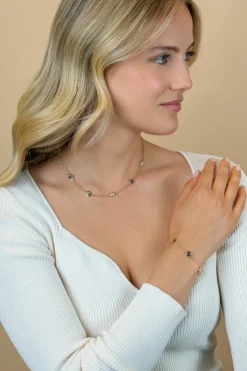 ZINZI gold plated zilveren armband met rondjes, bezet met blauwe en roze kleurstenen ZIA2715G