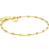 ZINZI gold plated zilveren slangen-armband met vierkant geslepen schakels en 15 verfijnde glanzende bolletjes 17-20cm ZIA2471G