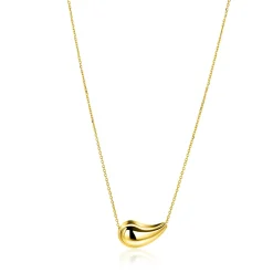 ZINZI gold plated zilveren ketting met horizontale druppelvormige hanger 40-45 cm ZIC2589G