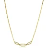 ZINZI gold plated zilveren ketting 45cm met drie ovale schakels, bezet met witte zirconia's ZIC2398Y