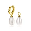 ZINZI gold plated zilveren oorbedels parel peervorm 15mm wit ZICH355WG (zonder oorringen)