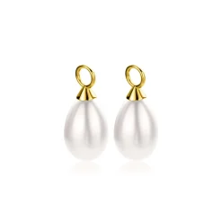 ZINZI gold plated zilveren oorbedels parel peervorm 15mm wit ZICH355WG (zonder oorringen)