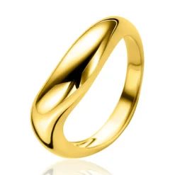 ZINZI gold plated zilveren ring organisch gevormd 6mm breed ZIR2609G