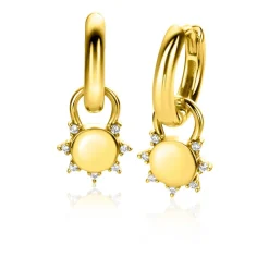 ZINZI gold plated zilveren oorbedels zon met witte zirconia's 8mm ZICH2302 (zonder oorringen)