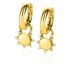 ZINZI gold plated zilveren oorbedels zon met witte zirconia's 8mm ZICH2302 (zonder oorringen)
