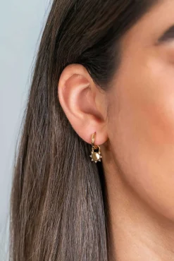 ZINZI gold plated zilveren oorbedels zon met witte zirconia's 8mm ZICH2302 (zonder oorringen)