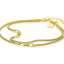 ZINZI gold plated zilveren multi-look armband (5,5mm breed) met popcornschakel en paperclip-schakels ZIA2709G