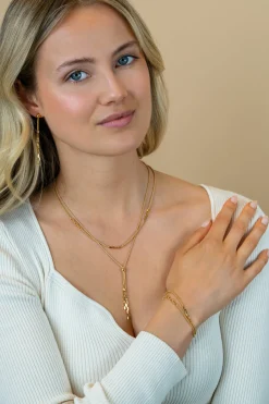 ZINZI gold plated zilveren multi-look armband (5,5mm breed) met popcornschakel en paperclip-schakels ZIA2709G