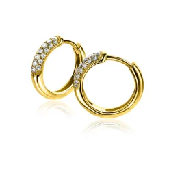 ZINZI gold plated zilveren oorringen 14 x 3mm witte zirconia's ZIO660G