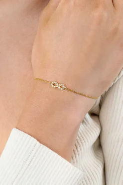 ZINZI gold plated zilveren armband met Infinity teken, vol bezet met witte zirconia's 17-19cm ZIA2597Y