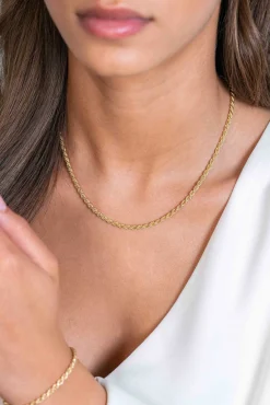 ZINZI gold plated zilveren koord ketting 2,6mm breed 42-45cm ZIC2386G