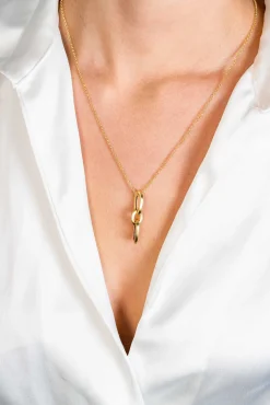 ZINZI gold plated zilveren oorbedels drie paperclip schakels 35mm ZICH2351G (zonder oorringen)